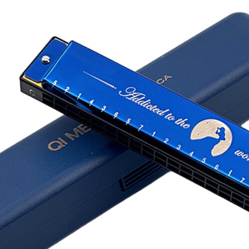 C Key Portable Harmonica 24 Holes Blue 2