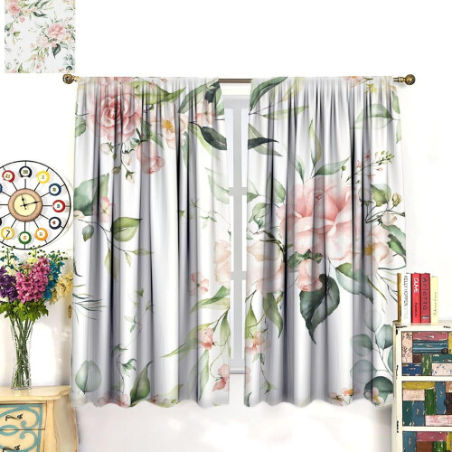 Rustic Flower Curtains Watercolor Floral Pattern Blackout 2