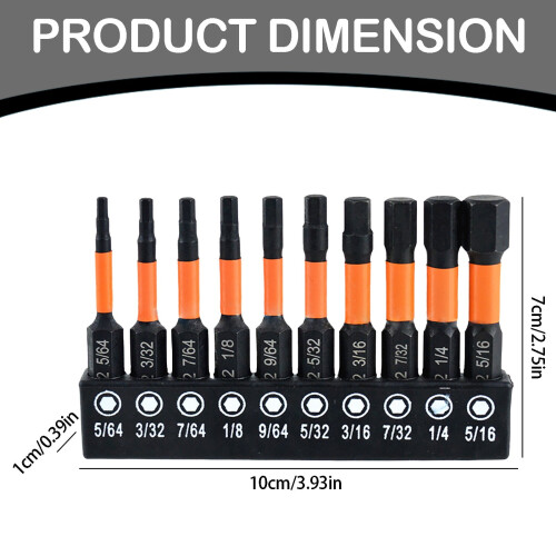 Huayishang Hex Bit Set S2 Impact Allen Keys 10 pcs 2