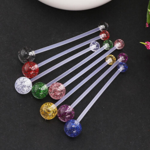 Piercing nombril en acrylique, barre, 8 pièces, extra long 1