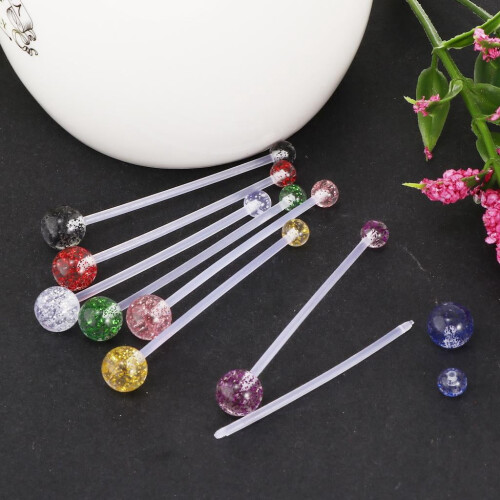 Piercing nombril en acrylique, barre, 8 pièces, extra long 2