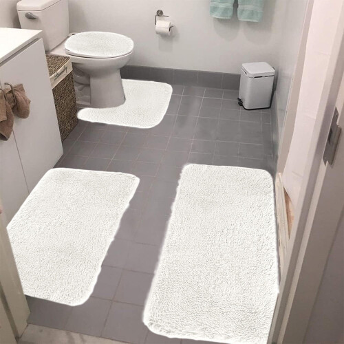 Ensemble de tapis de bain uni 4 pièces doux et antidérapants 1