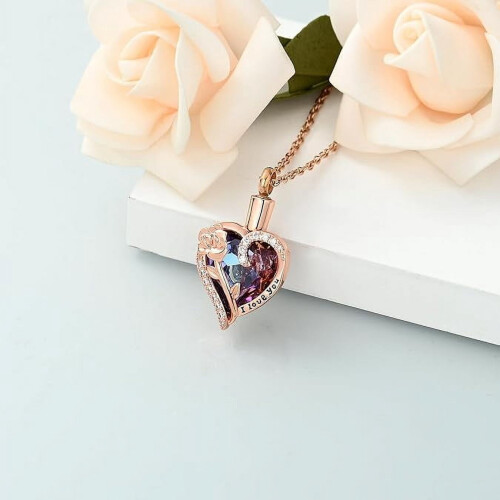 Rozenbloem crematie as hanger ketting 2