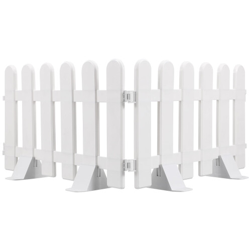 White Plastic Courtyard Fence for Garden Edging 2 pcs 2