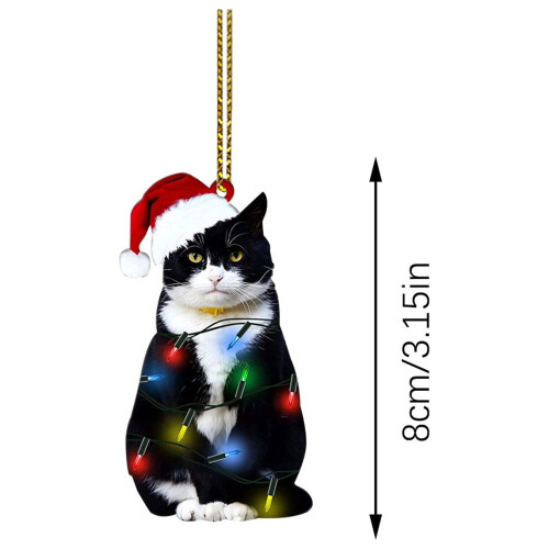 Black Cat Christmas Ornament for Tree or Car Hanging 1