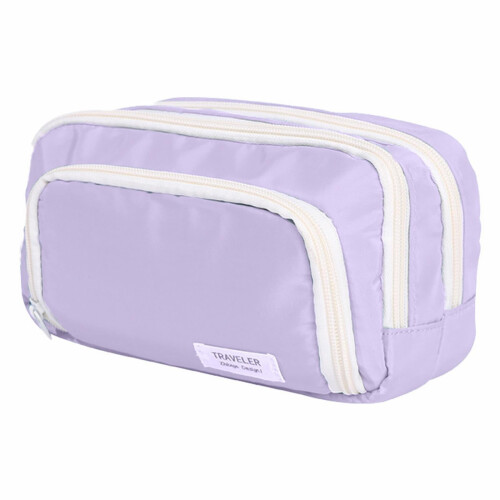 Astuccio viola a 3 scomparti per ufficio e cosmetici 2