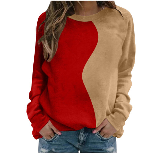 Felpa da donna a blocchi di colore, girocollo, maniche raglan 1