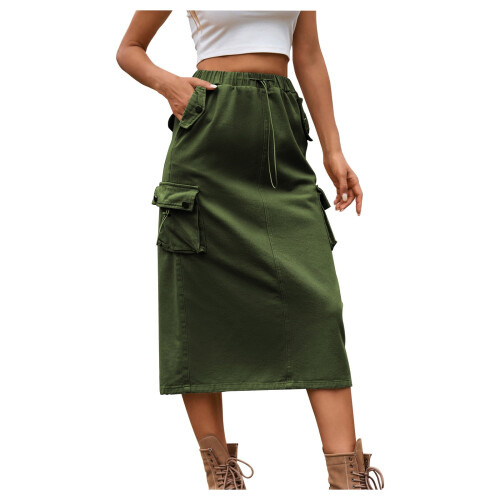 Dames denim utility rok met elastische taille, A-lijn minirok 1
