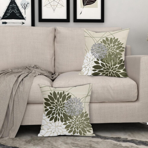 Olivgröna blommiga örngott 40x40 cm 2-pack 2