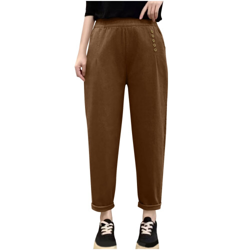Women's Plus Size High Waisted Casual Pants Soft Cotton 1