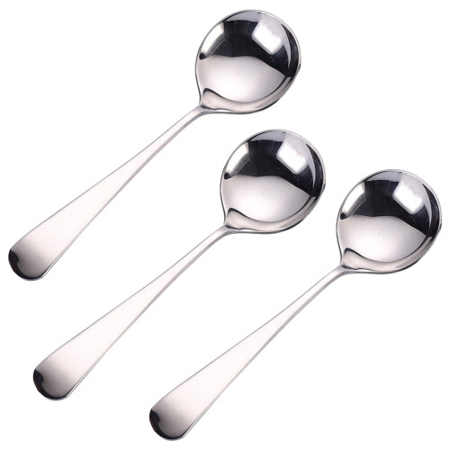 Stainless Steel Soup Spoons Smooth Handle Ergonomic Design 2