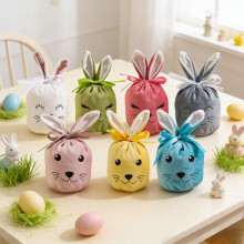Easter rabbit bow drawstring bag with ears, 1 piece