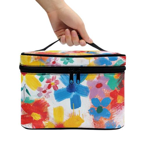 Estojo de Maquiagem Floral para Viagem 8,86x6,5x5,9 polegadas com 1