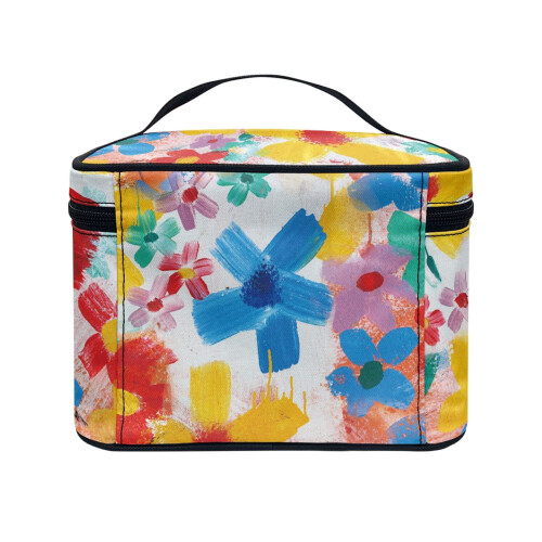 Estojo de Maquiagem Floral para Viagem 8,86x6,5x5,9 polegadas com 2