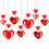 3D Heart Hanging Decorations Red Foil 16 Pieces 5