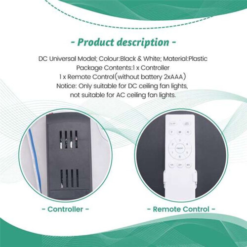Universal Ceiling Fan Remote Control Kit Replacement, 50W 6-Speed & Timing, for  Ceiling Fan Light 2