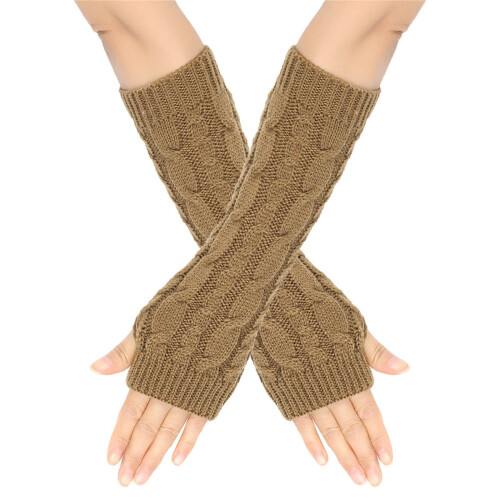 Women's Knitted Arm Warmers with Thumb Hole 1
