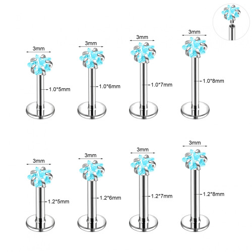 Surgical Steel Labret Stud for Lip Helix Tragus Piercing 8 1