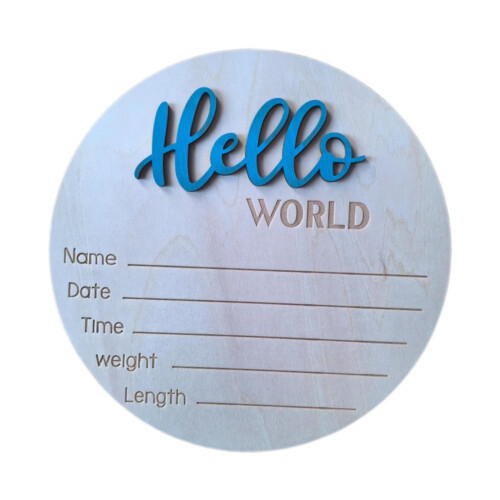 Newborn Welcome Sign Round Blue Keepsake for Party 1