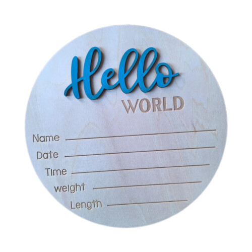 Newborn Welcome Sign Round Blue Keepsake for Party 2