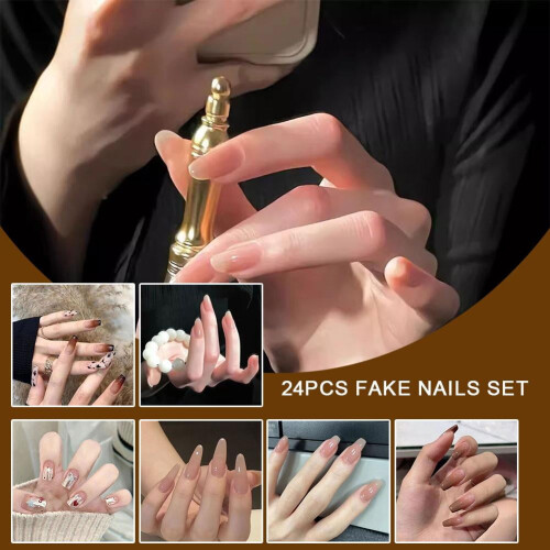 Conjunto de unhas postiças com cores vibrantes, 24 peças. 2