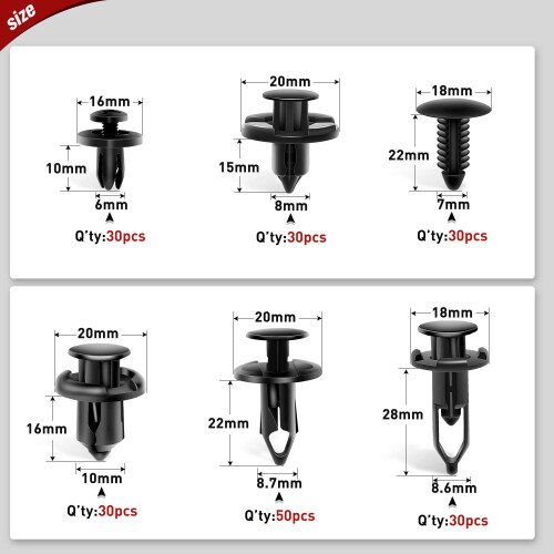 Car Retainer Clips 6-10mm 200Pcs Expansion Screw Kit 2