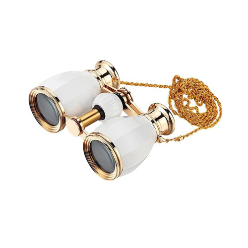 Red Opera Glasses Binoculars with Gold Chain 3X 1