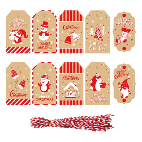 Christmas Paper Tags Brown with Jute String 50PCS 1