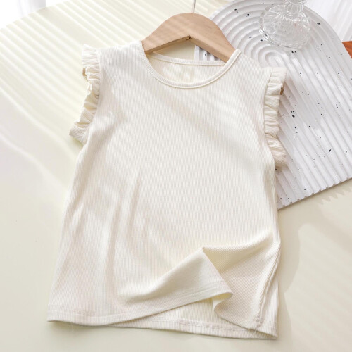 Girls Tank Top Casual Solid Color Flutter Sleeve 1