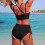 Women's V-Neck Bikini Set with Cross-Back and Side-Tie 4