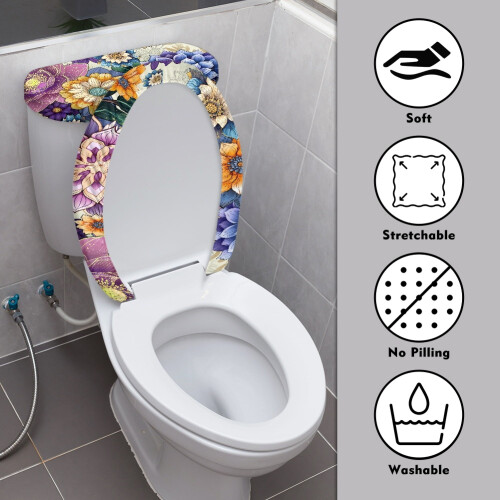 Boho Mandala Blumen-WC-Deckel- und Spülkasten-Set oval 2