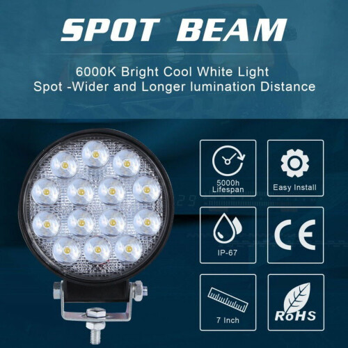 LED Work Light Spot Lamp 24W 2 pcs 12V 24V 2