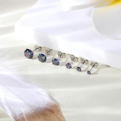 Stainless Steel Stud Earrings CZ Helix Tragus Piercing Set 2
