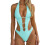 Women's solid color beaded cutout one-piece swimsuit with 3