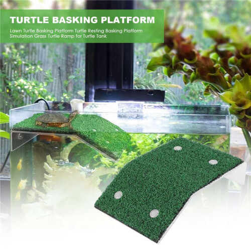 2X Lawn Turtle Basking Platform Turtle Resting Basking Platform, Simulation Grass Turtle Ramp for Turtle Tank, Reptile M 1