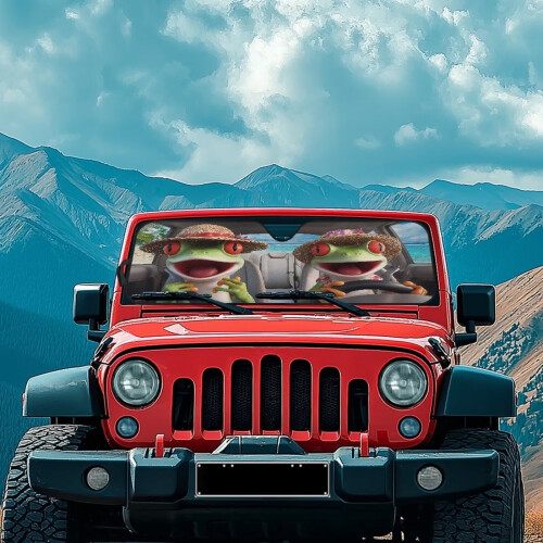 Foldable Hippie Frog Windshield Sun Shade Aluminum Foil 1 pc 2