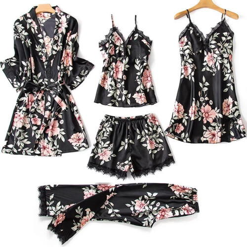 Women's Lace Print Pajama Set 5-Piece 2