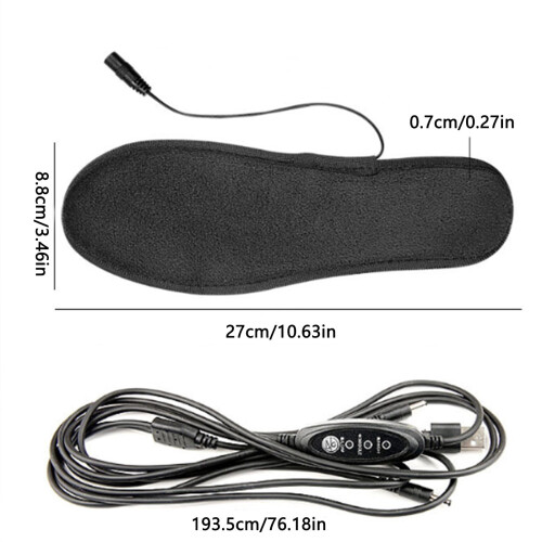 Θερμαινόμενοι πάτοι παπουτσιών USB επαναφορτιζόμενοι μαύροι 2 τεμάχια 2