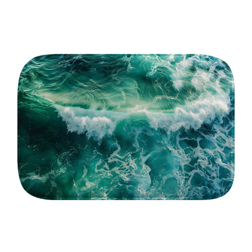Beach waves 1029 Non-Slip Memory Foam Bath Rug: Absorbent, Quick-Dry, Machine Washable, Soft & Comfortable - S 2