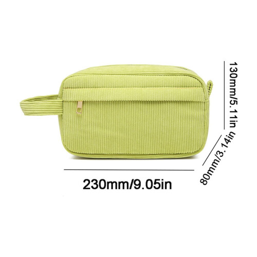 Federmäppchen aus Cord, grün, 3 Fächer 2