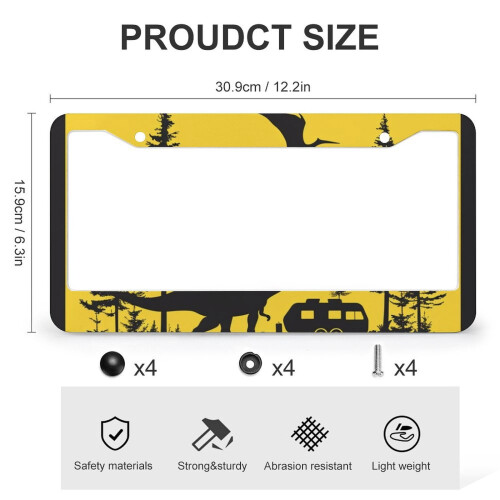 Dinosaur Trailer License Plate Frame Metal 2 Holes 2
