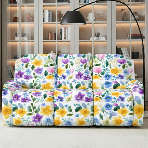 Sesselbezug-Set mit Blumenmuster, weiß, 8-teilig 1