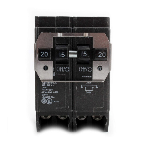Quadplex Circuit Breaker 20-Amp 2-Pole and 15-Amp 2-Pole 1