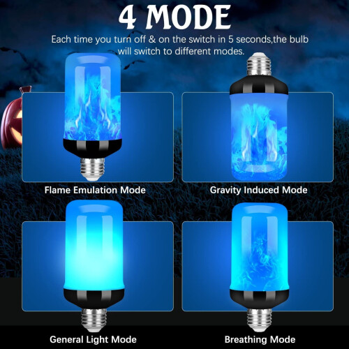 Flickering Flame Light Bulb E26 Base Blue 4 Modes 1