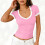 Top da donna a maniche corte con scollo a V e blocchi di colore 3