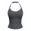 Regata feminina sem mangas com decote halter em malha canelada 4