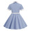 Mädchen Herbstkleid, einfarbig, langärmelig, tailliert, blau, Größe S 4