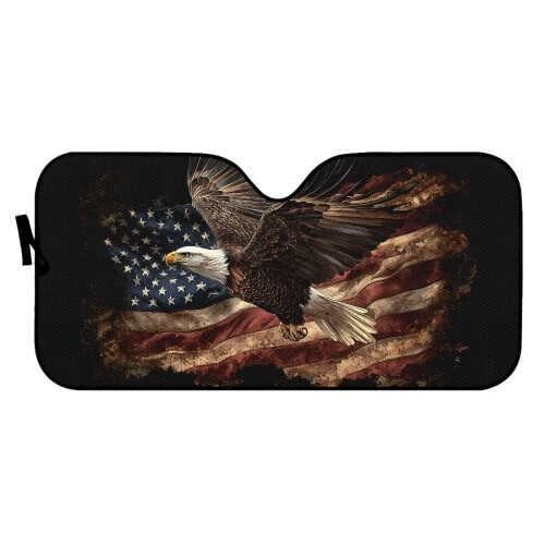 American Flag Eagle Windshield Cover Reflective Polyester 1 1