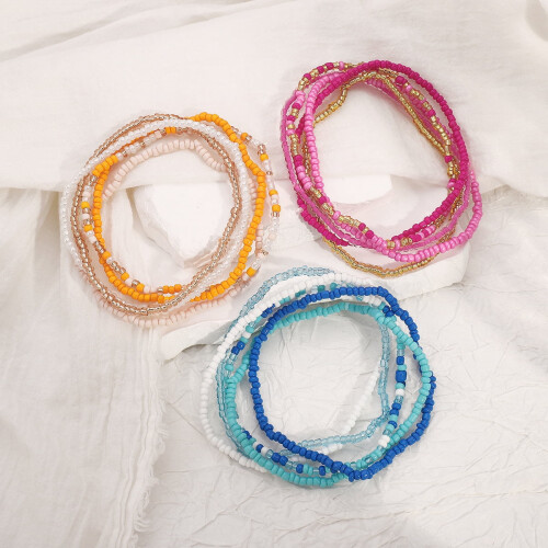 Elastic Beaded Anklet Rice Bead Multi-Layer 2
