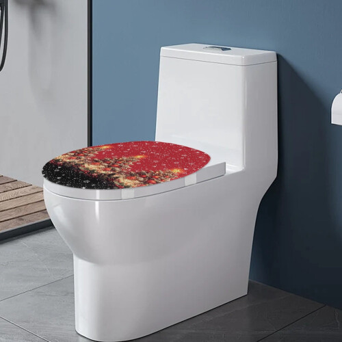 Weihnachtsbaum-WC-Deckelbezug mit Schneeflockenmotiv, länglich 2